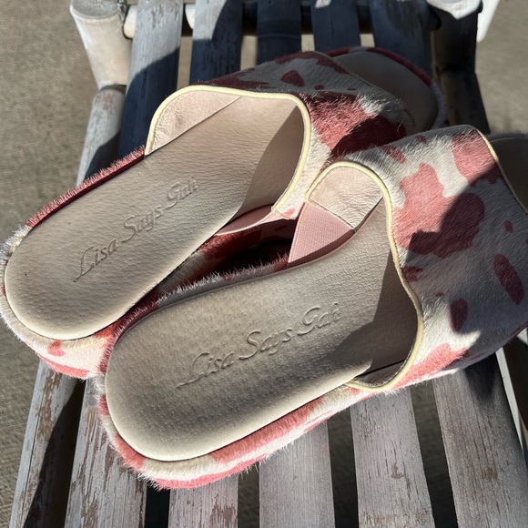 Lisa Says Gah 38 Dakota platform pink cow sandal heel shoe - Picture 2 of 6